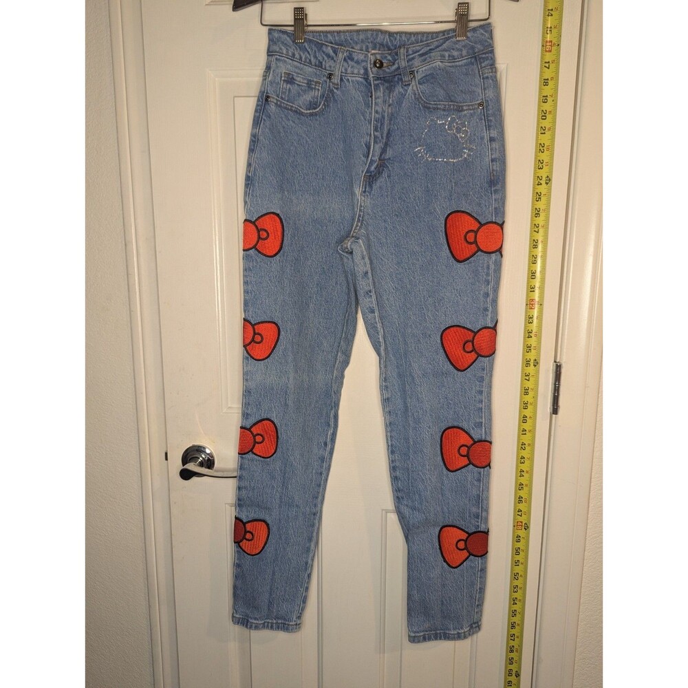 Hello Kitty Jeans Bow Mom Denim Rhinestone Pants Womens Size 3